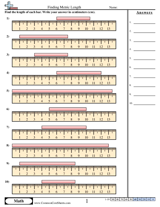 Metric Ruler worksheet